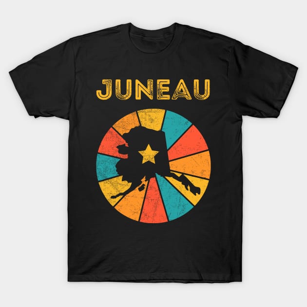 Juneau Alaska Vintage Distressed Souvenir T-Shirt by NickDezArts